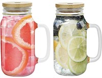 MASON JAR CUP WITH HANDLE - 10PCS - 12OZ