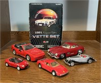 Die Cast Car Lot With Corvette Cards