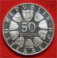 1967 Austria Silver 50 Shillings Proof