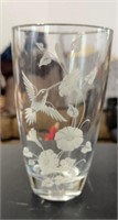 24% full lead crystal hummingbird vase