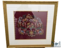 Hand Stitched Framed Quilted Tapestry