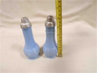 Vintage Blue Milkglass salt/pepper shakers