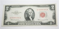 $2.00 Face Crisp 1953 Series C, Red Seal Note