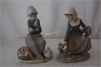 Two Lladro porcelain figurines. Girl Picking