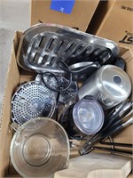 Box- tray, coffee maker, utensils