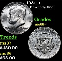 1981-p Kennedy Half Dollar 50c Grades GEM++ Unc