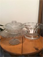 LIDDED DISH, CAKE STAND, HEAVY BOWL