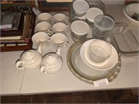 Misc glassware & cups, teapots