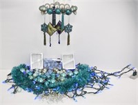 Large Assortment Aqua & Blue Christmas Decor