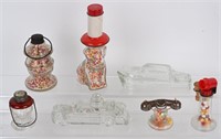 7- VINTAGE GLASS CANDY CONTAINERS
