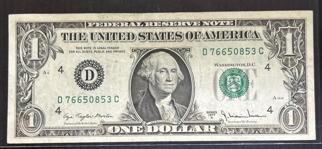 1977 One Dollar Bill Error Note