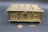 Vintage Cast Brass Religious Relic Box