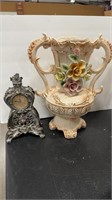 FRENCH PROVINCIAL STYLE LARGE VASE AND CLOCK