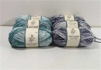 Yarn Bee Soft & Sleek 3 Teal Striped and 3 Purple