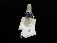 Sterling ring with blue stones, size 7.5