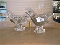 2 Hand blown glass birds -approx 14" L