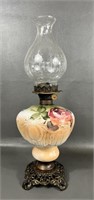Vintage Hand Painted Floral Oil Lamp