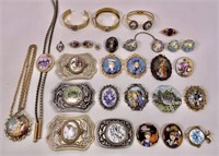 Enameled pins, bracelets, pendants, belt buckles