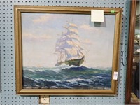 OLIVER ANDERSON O/C NAVAL SCENE 27x23