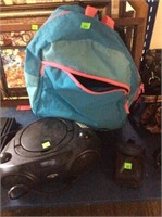 Radio/ Cd Player, Camera And Backpack