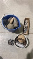 Rock tools, flint, cast lead