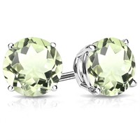 10MM Round Cut Green Amethyst 7.5CTW Stud Earrings