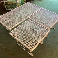 3 metal mesh patio tables