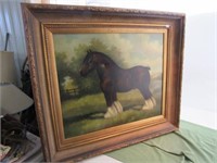 Horse Oil Painting in Ornate Frame signed