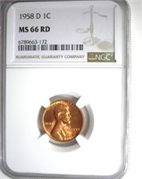 1958-D Cent NGC MS66 RD