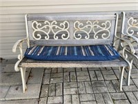 Metal and wood bench 32.5”H x 50.5”D