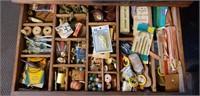 Drawer Full Including Sewing, Glass Marbles