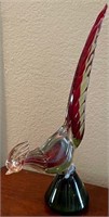 F - MURANO GLASS PHEASANT FIGURINE 13"T  (AS IS)