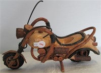 Wood Carved Motorcycle with Bentwood Detail.