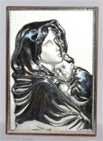 Italian 800 Silver Madonna & Child Plaque