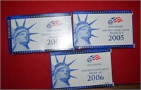 (3) U.S. Mint Proof Sets 2004, 2005 & 2006