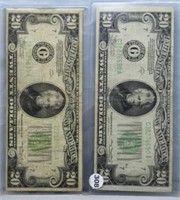 1934A $20 & 1934A $20 Federal Reserve Notes.