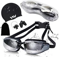 WF6164  Skywee Swim Goggles Set Adult UV - Black