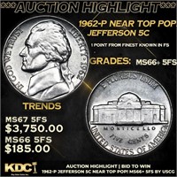 ***Auction Highlight*** 1962-p Jefferson Nickel Ne