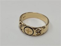 Beautiful 14k Gold Ring with Cross & Diamonds S10
