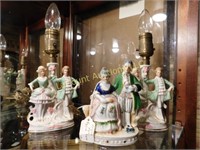 pr Victorian figural lamps, and  couple figurine