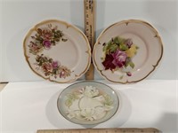 3 Hand Painted Plates
