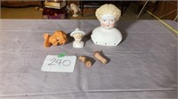 Antique porcelain bisque doll heads and arms BFR