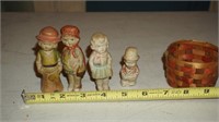 Vintage Family Figurines in a Basket