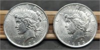 1922 & 1923 Peace Silver Dollars, AU