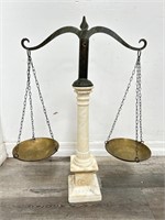 Vintage Italian marble balance scale, 24 1/2" h