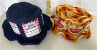2 vintage knitted beer bucket hats.