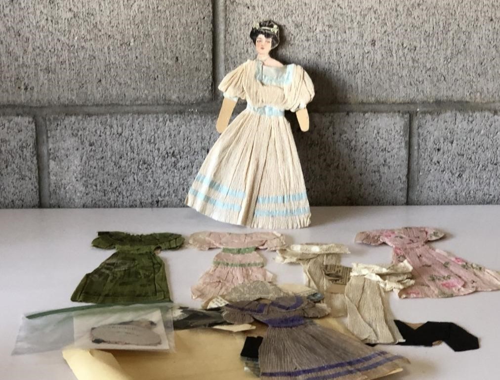 RARE Antique Paper "Mable" Doll and Clothing