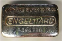 Engelhard 10-oz .999 silver bar serial # P396728