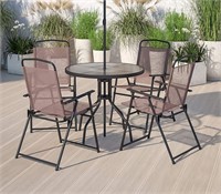 Patio Garden Set w/Table & 4 Folding Chairs