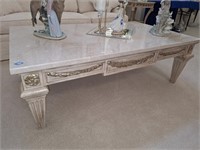 LARGE MARBLE TOP COFFEE TABLE